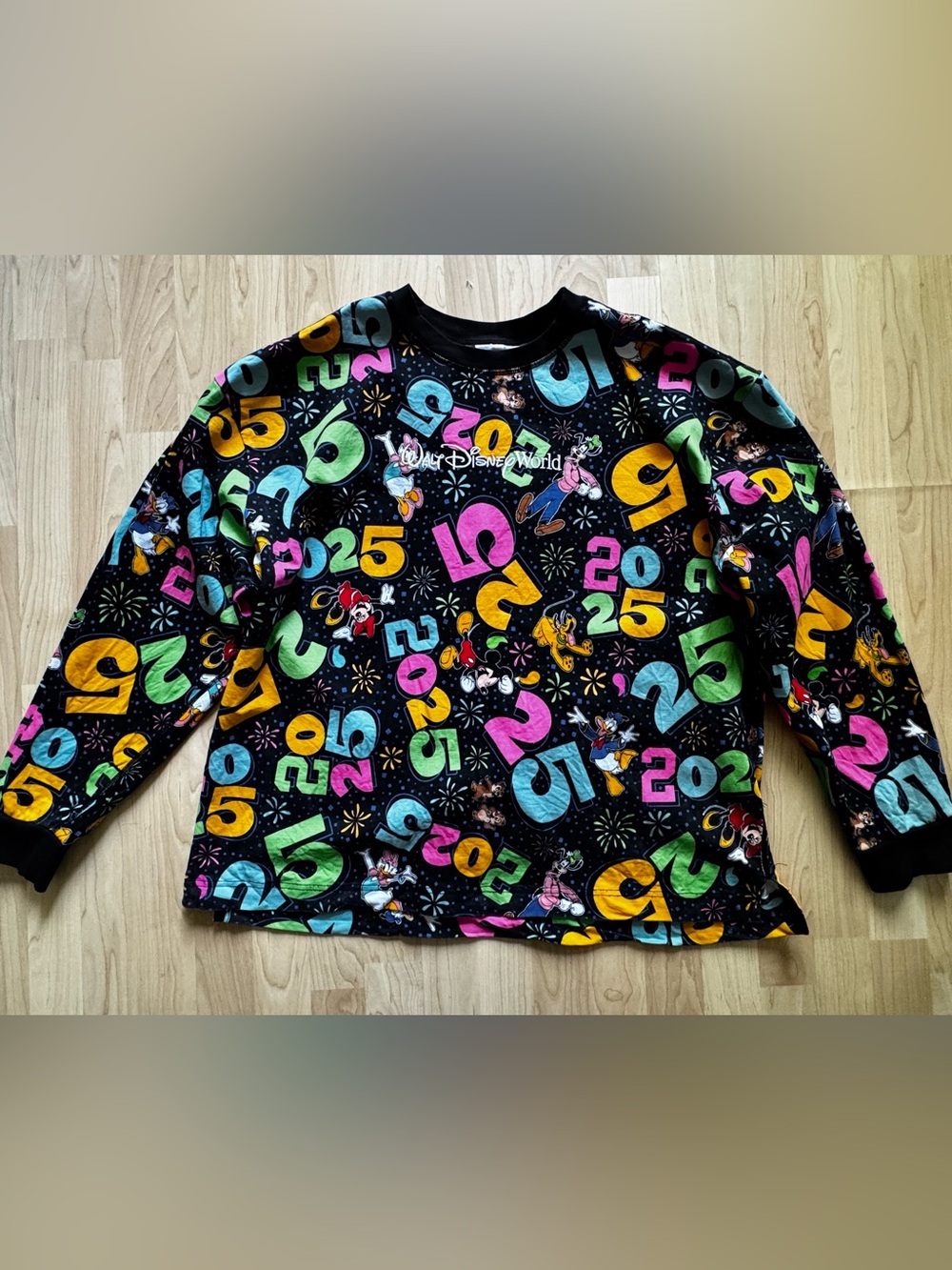 Unisex Black Multicolor 2025 Disney Parks Walt Disney World Crewneck shirt